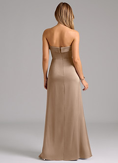 Azazie Aretha Bridesmaid Dresses Taupe A-Line Strapless Stretch Satin Convertible Dress image7
