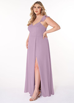Azazie Everett Bridesmaid Dresses Wisteria A-Line V-neck Ruched Chiffon Dress image8