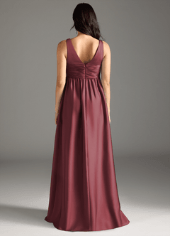 Azazie Yetta Brautjungfernkleider für Schwangere A-Linie Plissee Stretch-Satin Bodenlänge Kleid image7