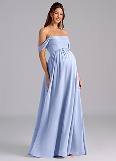Azazie Saige Maternity Bridesmaid Dresses A-Line Pleated Chiffon Floor-Length Dress image1