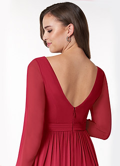 Azazie Teton Zwangerschaps Bruidsmeisjekleding A-Lijn Lange mouw Chiffon Vloerlengte Jurk image6
