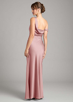 Azazie Madelyn Brautjungfernkleider Wandelbar Meerjungfrau-Linie One-Shoulder Stretch-Satin Kleid Altrosa image2