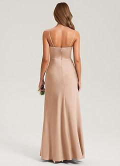 Azazie Lidia Bridesmaid Dresses English Rose Mermaid Side Slit Stretch Satin Dress image2