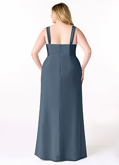 Azazie Denice Brautjungfernkleider Etui Gefaltet Chiffon Kleid Neptunblau image10