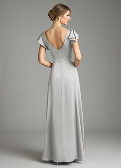 Azazie Omari Bridesmaid Dresses Silver A-Line Stretch Satin Dress image2