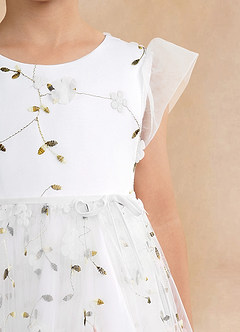 Azazie Alisia Flower Girl Dresses Ivory A-Line Pleated Tulle Dress image6