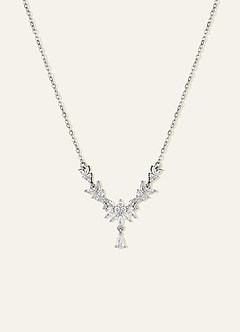 front Collier en forme de larme avec zircon cubique floral