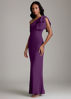 Azazie Yuanna Bridesmaid Dresses Grape Mermaid One Shoulder Chiffon Dress image5