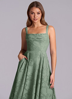 Azazie Shaude Bridesmaid Dresses Matcha A-Line Pleated Floral Burnout Dress image3