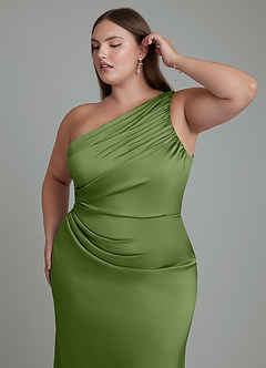 Azazie Akilah Bridesmaid Dresses Juniper Mermaid One Shoulder Stretch Satin Dress image13