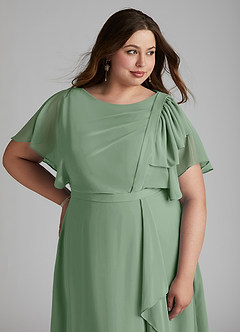 Azazie Aaliyah Modest Bridesmaid Dresses A-Line Scoop Pleated Chiffon Floor-Length Dress image11