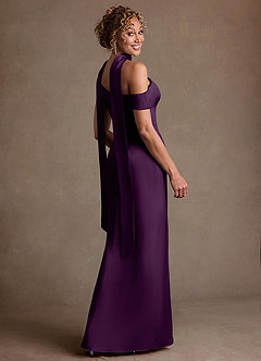 Azazie Kamala Suknie dla Matki Panny Młodej Osłona Jedno ramię Satyna elastyczna Długość podłogi Sukienka image5