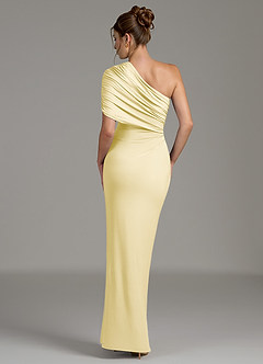 Azazie Essence Bridesmaid Dresses Lemon Sorbet Sheath One Shoulder Premium Stretch Jersey Dress image2