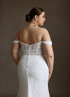 Azazie Idalis Vestidos de novia Vestido Diamante Blanco de Encaje de Corte Sirena image7