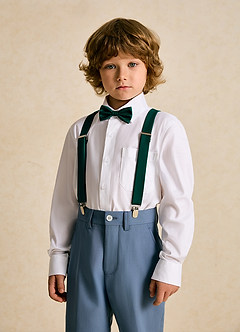 front Boy's Matching Matte Satin Bow Tie & Suspenders Set