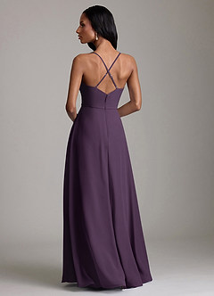 Azazie Naeem Bridesmaid Dresses Plum A-Line V-Neck Ruffle Chiffon Dress image2