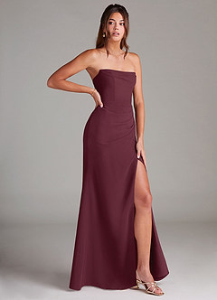 Azazie Leonis Bridesmaid Dresses Cabernet Sheath Strapless Chiffon Convertible Dress image8