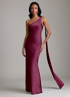 Azazie Galinda Brudtärnklänningar Klä av Sjöjungfru i Stretch Satin Ena axeln Mullbär image4