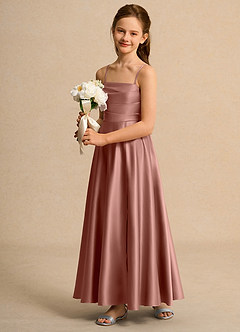 Azazie Pebbles Girl Flower Girl Klänningar Klä A-Line i Matt satäng Plisserad image6