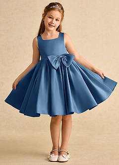 Azazie Jessie Flower Girl Dresses Twilight A-Line Bow Matte Satin Dress image2