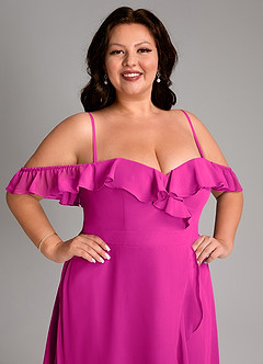 Azazie Lyra Abiti da Damigella Abito Convertibile A-Line in Chiffon Fucsia image17