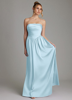 Azazie Zena Bridesmaid Dresses Sky Blue A-Line Strapless Stretch Satin Dress image4