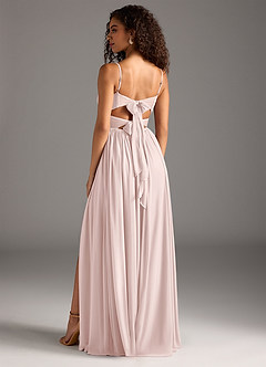 Azazie Zeya Bridesmaid Dresses Blushing Pink A-Line Pleated Mesh Dress image2