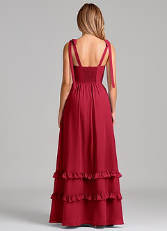 Azazie Anastacia Brautjungfernkleider A-Linie Herzausschnitt Chiffon Kleid Scharlachrot image2