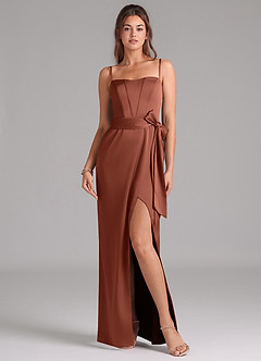 Azazie Jamie Bridesmaid Dresses Clay A-Line Strapless Stretch Satin Convertible Dress image8