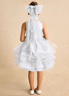 Azazie Tinie Flower Girl Dresses White Ball-Gown Bow Tulle Dress image6