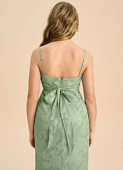 Azazie Mai Junior Etui Plissee Blumen-Burnout Kleid Staubiger Salbeigrün image7