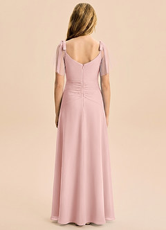 Azazie Indy Junior Powder Pink Sheath Ruched Chiffon Dress image3
