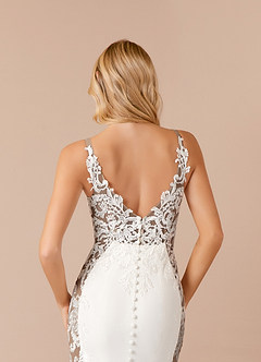 Azazie Estephanie Wedding Dresses Diamond White Cocoa Mermaid Sequins Stretch Crepe Dress image6