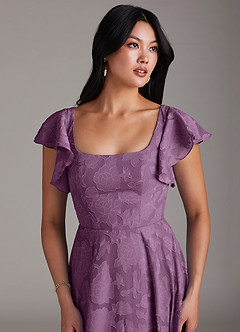 Azazie Bondi Bridesmaid Dresses Wisteria A-Line Side Slit Floral Burnout Dress image6