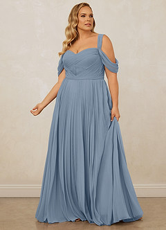 Christian Siriano Bridal for Azazie 1013 Brautjungfernkleider A-Linie Schulterfrei Chiffon Kleid Staubblau image13