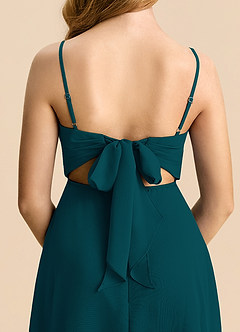 Azazie Shale Junior Pine A-Line Bow Chiffon Dress image6