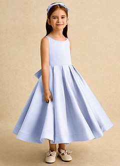 Azazie Babs Flower Girl Dresses Lavender Ball-Gown Pleated Matte Satin Dress image3
