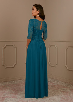 Azazie Harriet Mother of the Bride Dresses Ink Blue A-Line Scoop lace Mesh Dress image4