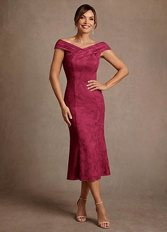 Azazie Keith Suknie dla Matki Panny Młodej Osłona Pofałdowany Kwiatowe wypalenie Długość herbaty Sukienka image1