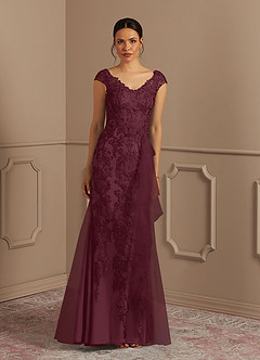 Azazie Melena Mother of the Bride Dresses Cabernet Mermaid Lace Tulle Dress image1