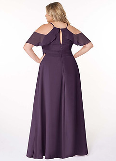 Azazie Dakota Bridesmaid Dresses Plum A-Line V-Neck Pleated Chiffon Dress image2