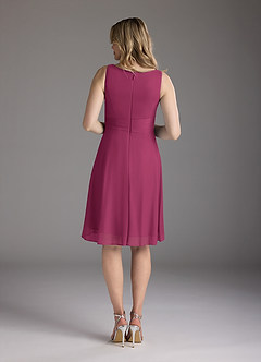 Azazie Sunny Mother of the Bride Dresses Mulberry A-Line Pleated Mesh Dress image6