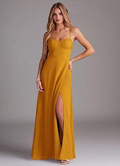 Azazie Breonna Bridesmaid Dresses Butterscotch A-Line Sweetheart Neckline Chiffon Dress image1