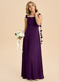 Azazie Gumdrop Junior Empire Plissee Stretch-Satin Kleid Traube image2