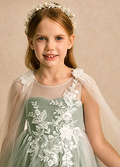 Azazie Amina Flower Girl Klänningar Klänning A-linje i Tyll Spets image8