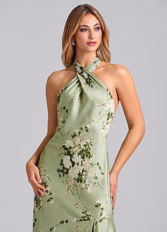 Azazie Lorena Abiti da Damigella Abito Sirena in Raso Elasticizzato Plissettato Floral Vines image2