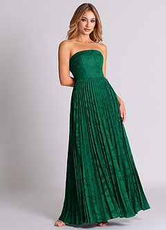 Azazie Mariana Robes de demoiselle d'honneur Robe Trapèze Convertible en Blumen-Burnout Sans bretelles émeraude image4