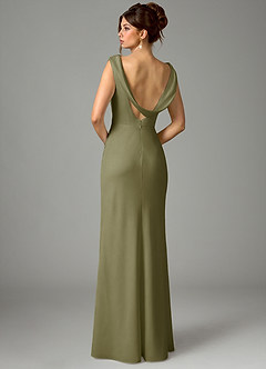 Azazie Kieryn Bridesmaid Dresses Pistachio Mermaid Pleated Stretch Satin Dress image6