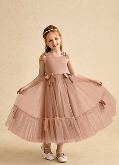 Azazie Jaci Sukienki dla dziewczynek sypiących kwiaty Linia A Pasek spaghetti Szyfon Długość kostki Sukienka image4