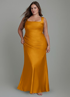 Azazie Agustina Bridesmaid Dresses Butterscotch Mermaid Corset Stretch Satin Dress image9